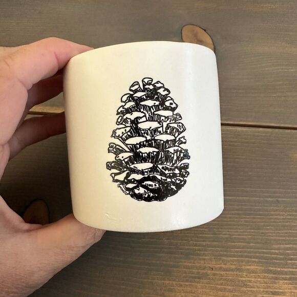 Pinecone Flowerpot Extra Small Ceramic Decoration White with Black Succulent Pot - Picture 7 of 8